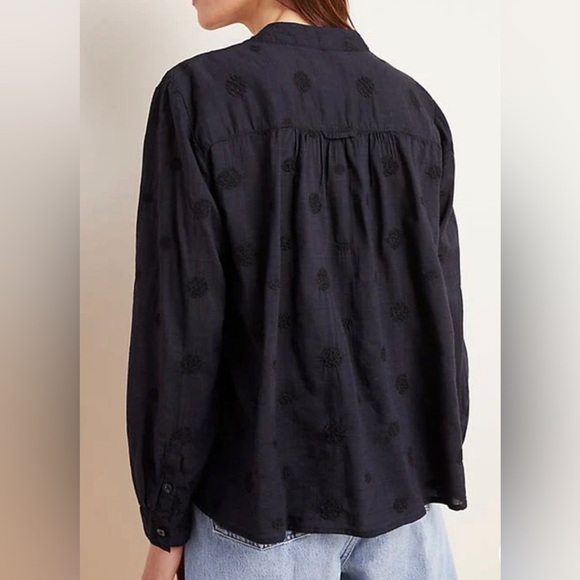 Anthropologie Pilcro The Whitney Trapeze Embroidered Cotton Button-Front Blouse - Picture 5 of 9